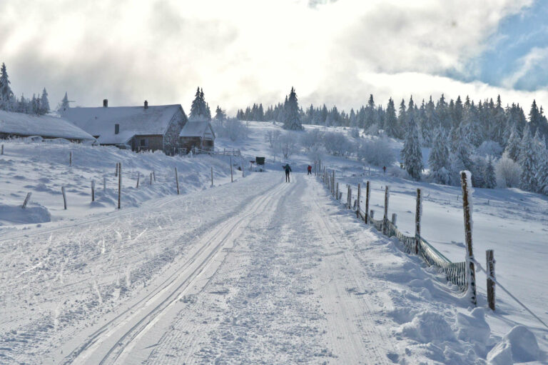 Sur les chemins enneigés depuis la station du Lac Blanc - Massif des Vosges